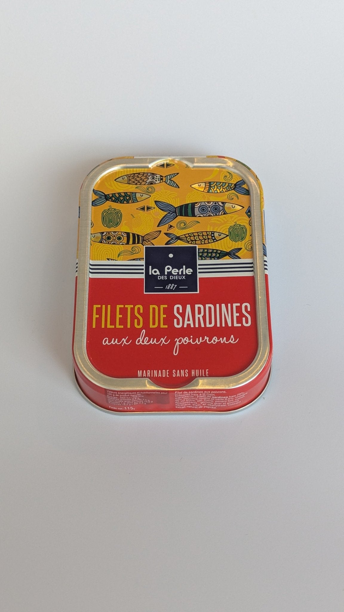 La Perle des Dieux, Sardines graatvrij met 2 kleuren paprika - VIZmarkt