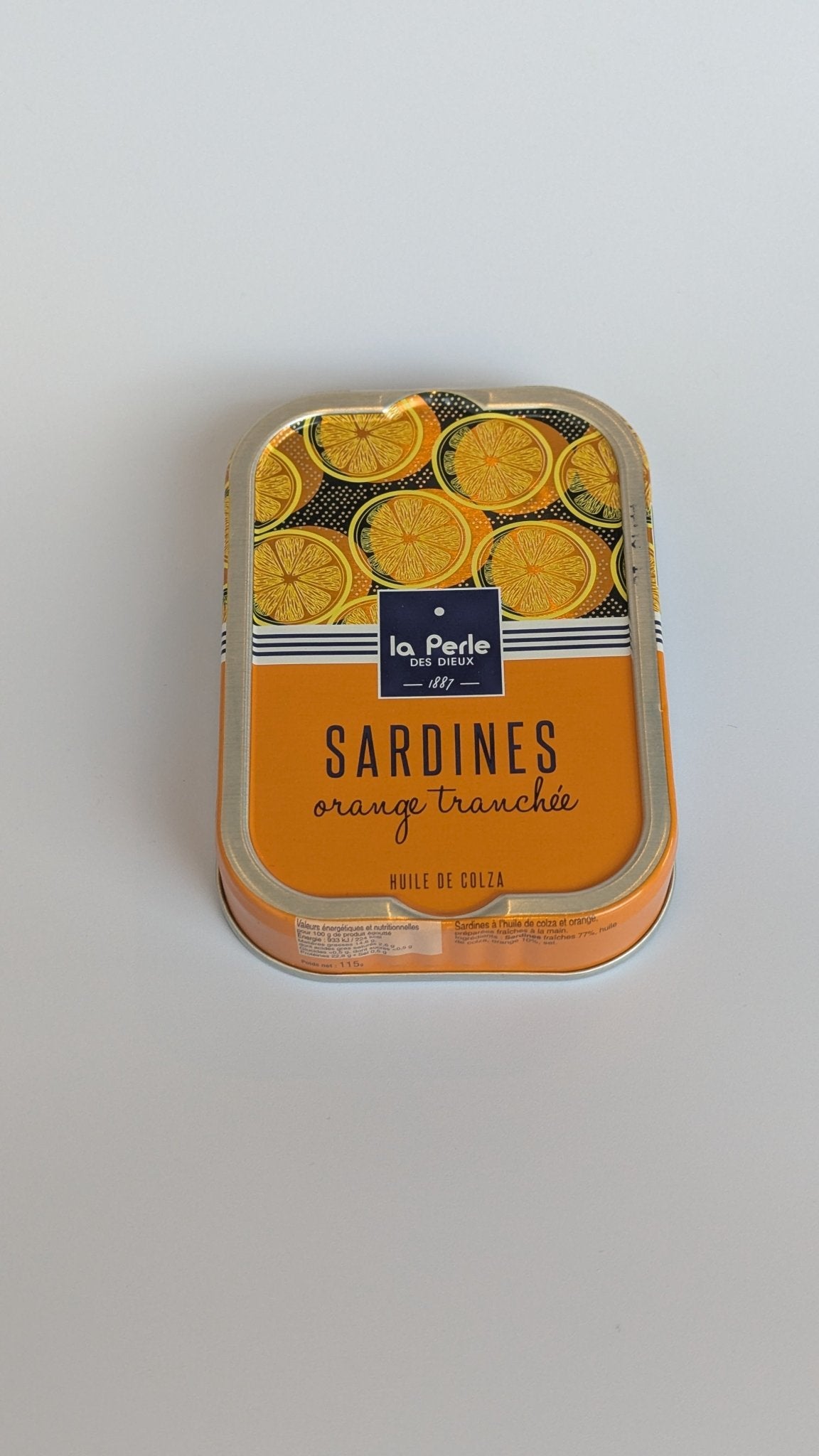 La Perle des Dieux, Sardines in koolzaadolie met sinaasappel - VIZmarkt