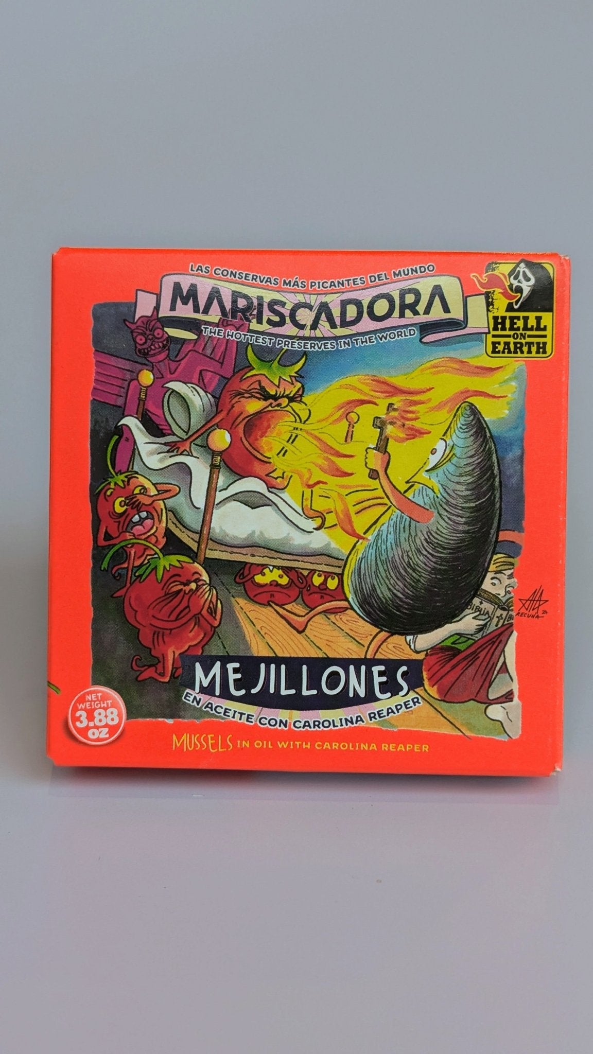 Mariscadora mosselen in olie met Carolina Reaper peper. LET OP, EXTREEM HEET!! - VIZmarkt