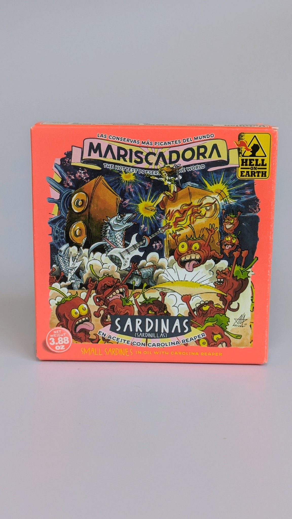 Mariscadora sardines in olie met Carolina Reaper peper. LET OP, EXTREEM HEET!! - VIZmarkt